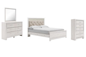 Signature Design by Ashley Altyra Queen Upholstered Panel Bed, Dresser, Mirror