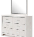 Altyra King Upholstered Panel Bed, Dresser, Mirror, and Nightstand-White