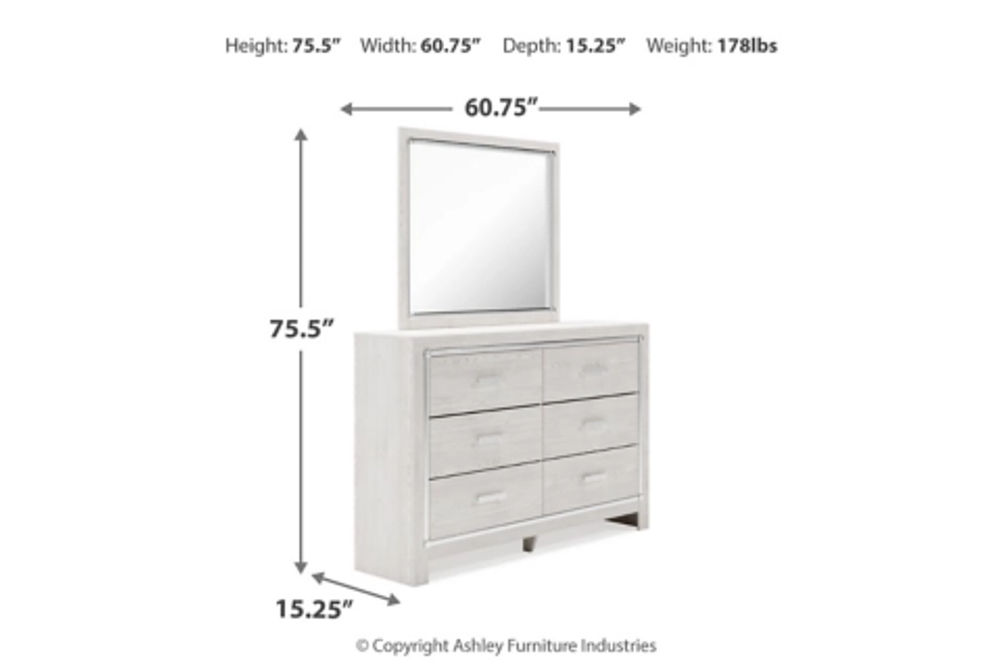 Altyra King Storage Bed, Dresser, Mirror and 2 Chests-White