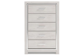 Altyra King Storage Bed, Dresser, Mirror and 2 Chests-White