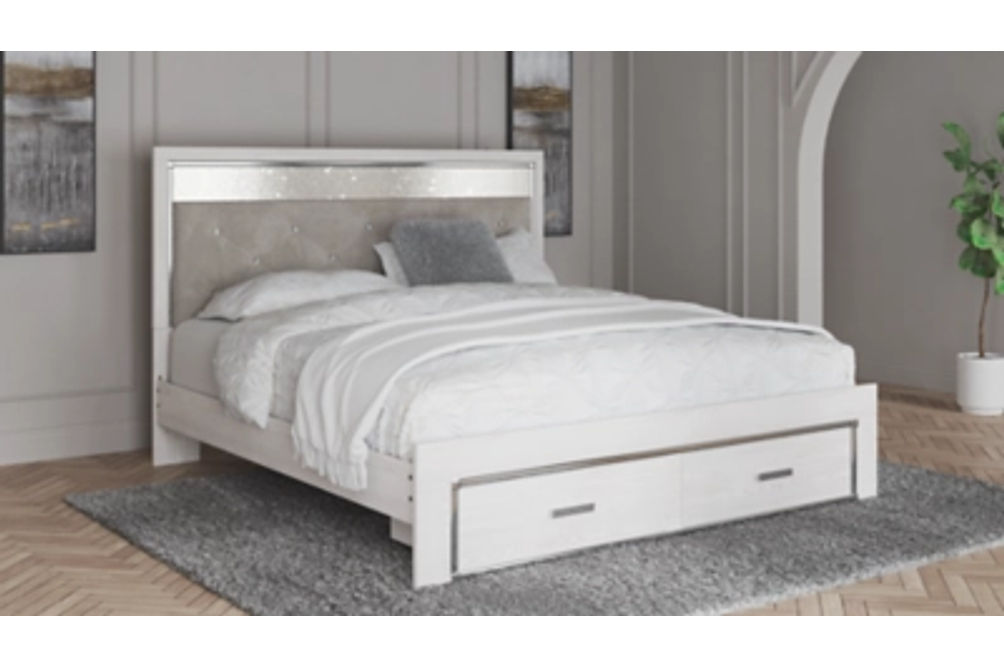 Signature Design by Ashley Altyra King Upholstered Storage Bed-White