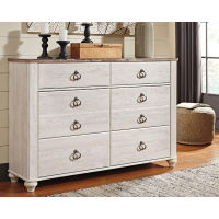 Signature Design by Ashley Willowton Twin Panel Bed and Dresser-Whitewash