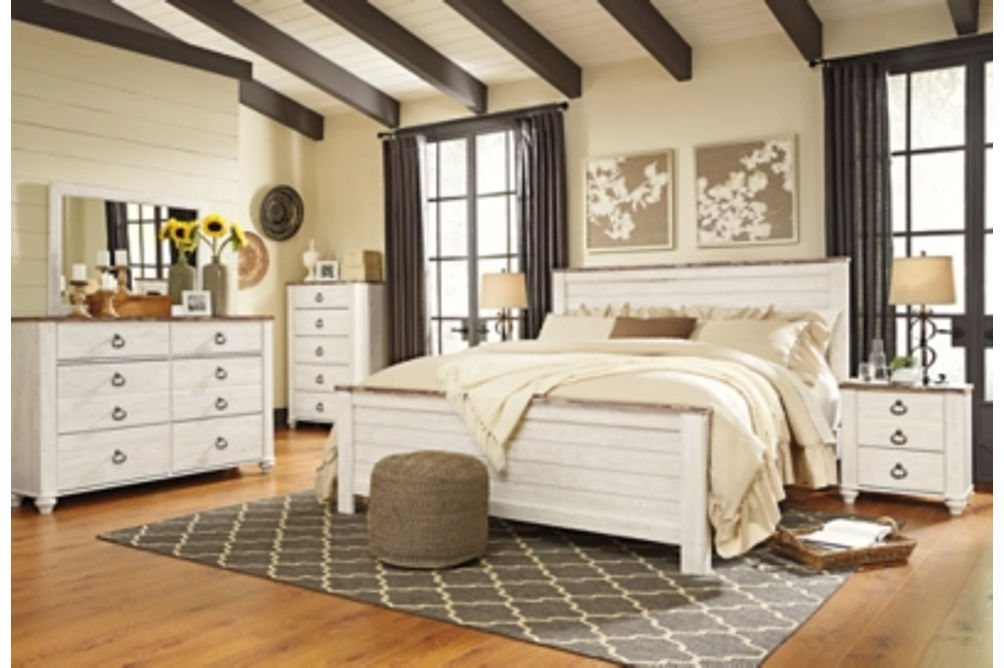 Signature Design by Ashley Willowton King Panel Bed-Whitewash