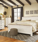 Willowton King Panel Bed, Dresser, Mirror, and Nightstand-Whitewash