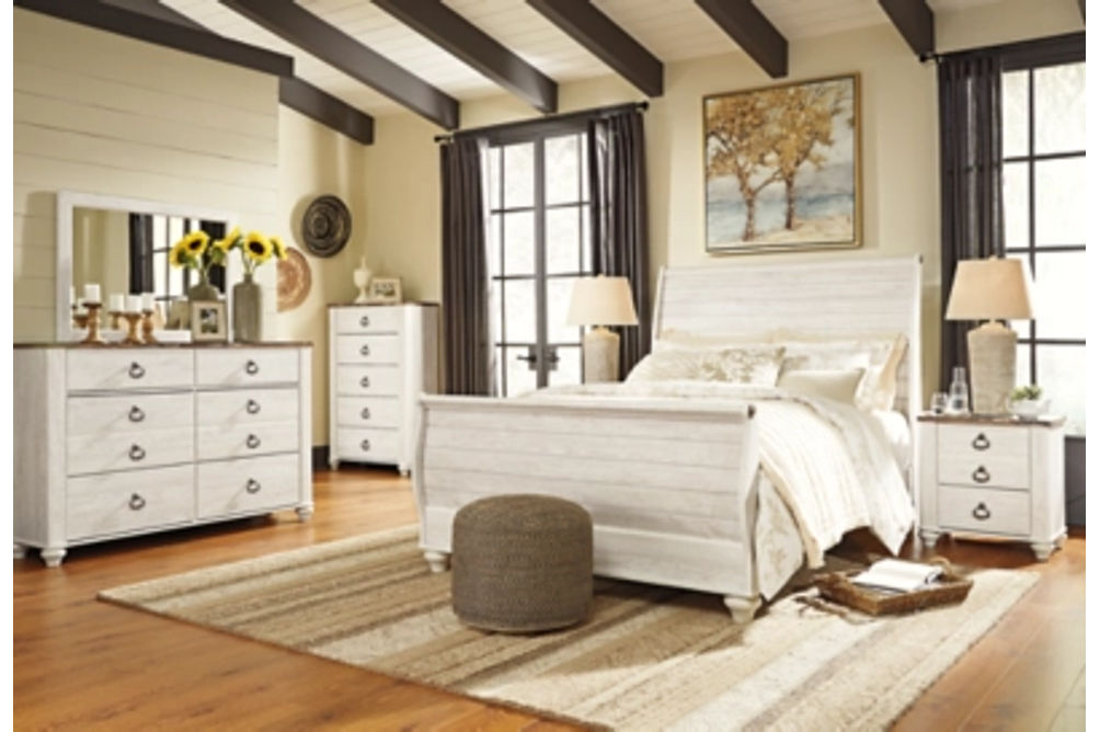 Signature Design by Ashley Willowton Queen Sleigh Bed-Whitewash