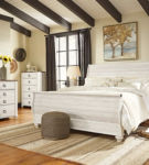 Signature Design by Ashley Willowton King Sleigh Bed-Whitewash