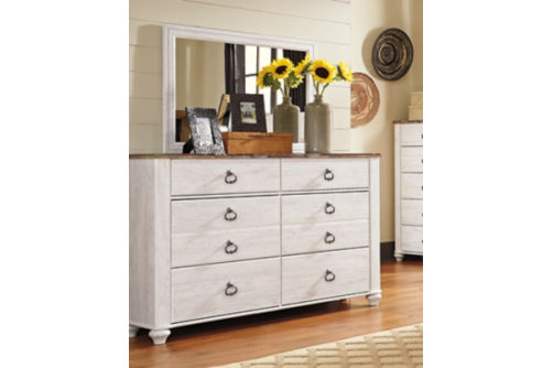 Signature Design by Ashley Willowton Full Panel Bed, Dresser, Mirror, 2 Chests