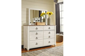 Signature Design by Ashley Willowton King Sleigh Bed, Dresser, Mirror and 2 Ni