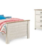 Signature Design by Ashley Willowton Twin Panel Bed and Dresser-Whitewash