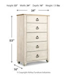 Signature Design by Ashley Willowton Full Panel Bed, Dresser, Mirror, 2 Chests