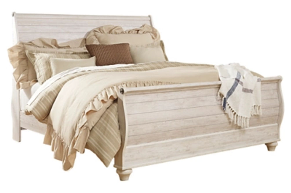 Signature Design by Ashley Willowton King Sleigh Bed-Whitewash