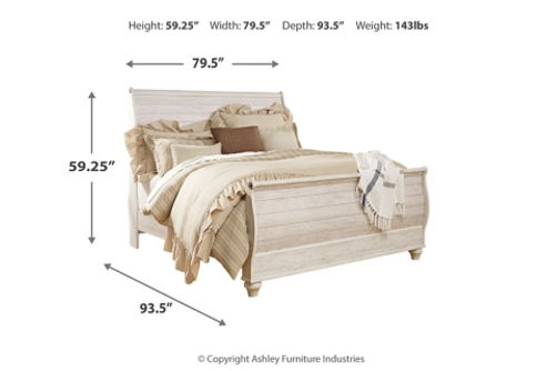 Signature Design by Ashley Willowton King Sleigh Bed, Dresser and Nightstand-W