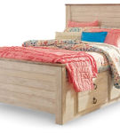 Willowton Full Panel Bed with Storage, Dresser and Mirror-Whitewash