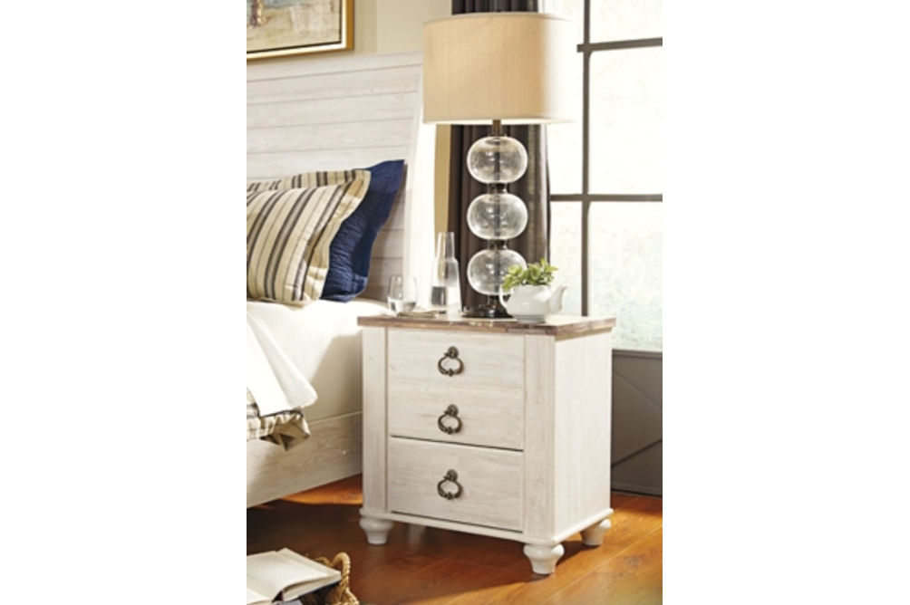 Willowton King Panel Bed, Dresser, Mirror, and Nightstand-Whitewash