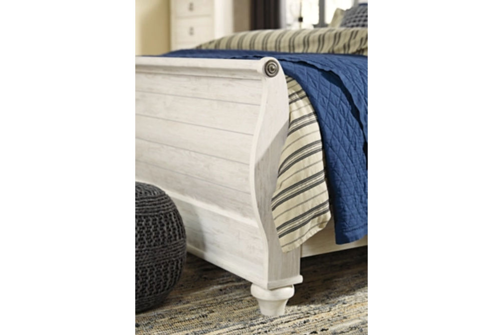 Signature Design by Ashley Willowton King Sleigh Bed-Whitewash