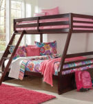 Halanton Twin over Full Bunk Bed with Twin and Full Mattresses-Dark Brown