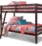 Halanton Twin over Twin Bunk Bed with 2 Twin Mattresses-Dark Brown