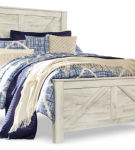 Bellaby Queen Crossbuck Panel Bed, Dresser, Mirror and 2 Nightstands-Whitewash