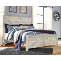 Bellaby King Crossbuck Panel Bed, Dresser, Mirror, and Nightstand-Whitewash