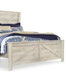 Bellaby King Crossbuck Panel Bed, Dresser, Mirror, and Nightstand-Whitewash