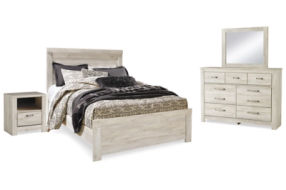 Bellaby Queen Panel Bed, Dresser, Mirror, and Nightstand-Whitewash