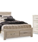 Bellaby Queen Panel Storage Bed, Dresser, Mirror and Nightstand-Whitewash