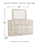 Bellaby Queen Panel Storage Bed, Dresser, Mirror and Nightstand-Whitewash