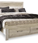 Bellaby King Panel Storage Bed, Dresser, Mirror and 2 Nightstands-Whitewash