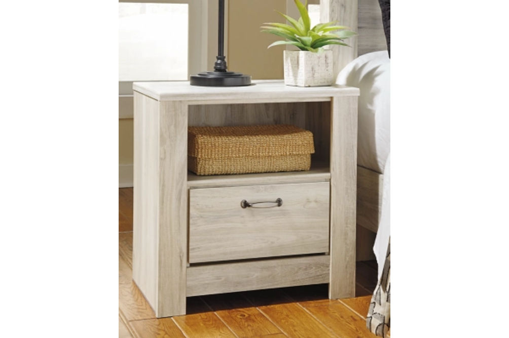 Bellaby King Crossbuck Panel Bed, Dresser, Mirror, and Nightstand-Whitewash