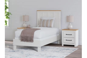 Benchcraft Linnocreek Twin Panel Headboard, Dresser and Mirror-White/Warm Brow