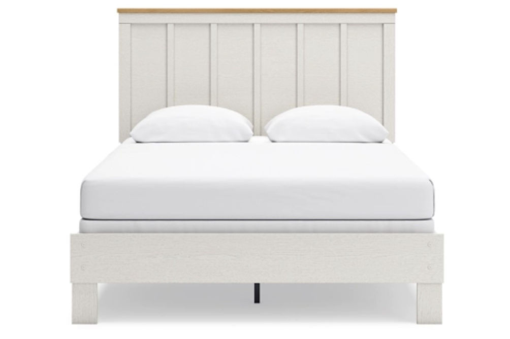 Benchcraft Linnocreek Queen Panel Bed, Dresser and Nightstand-White/Warm Brown