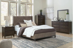 Signature Design by Ashley Wittland Queen Upholstered Panel Bed-Brown