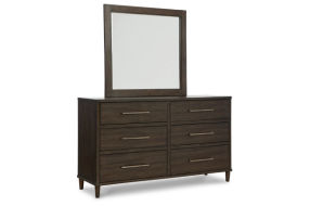 Wittland King Upholstered Panel Bed, Dresser and Mirror-