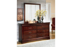 Alisdair Full Sleigh Bed, Dresser, Mirror, Chest and Nightstand-Reddish Brown