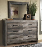 Wynnlow Queen Crossbuck Panel Bed, Dresser, Mirror, and Nightstand-Gray