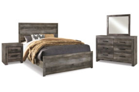 Wynnlow Queen Panel Bed, Dresser, Mirror and 2 Nightstands-Gray