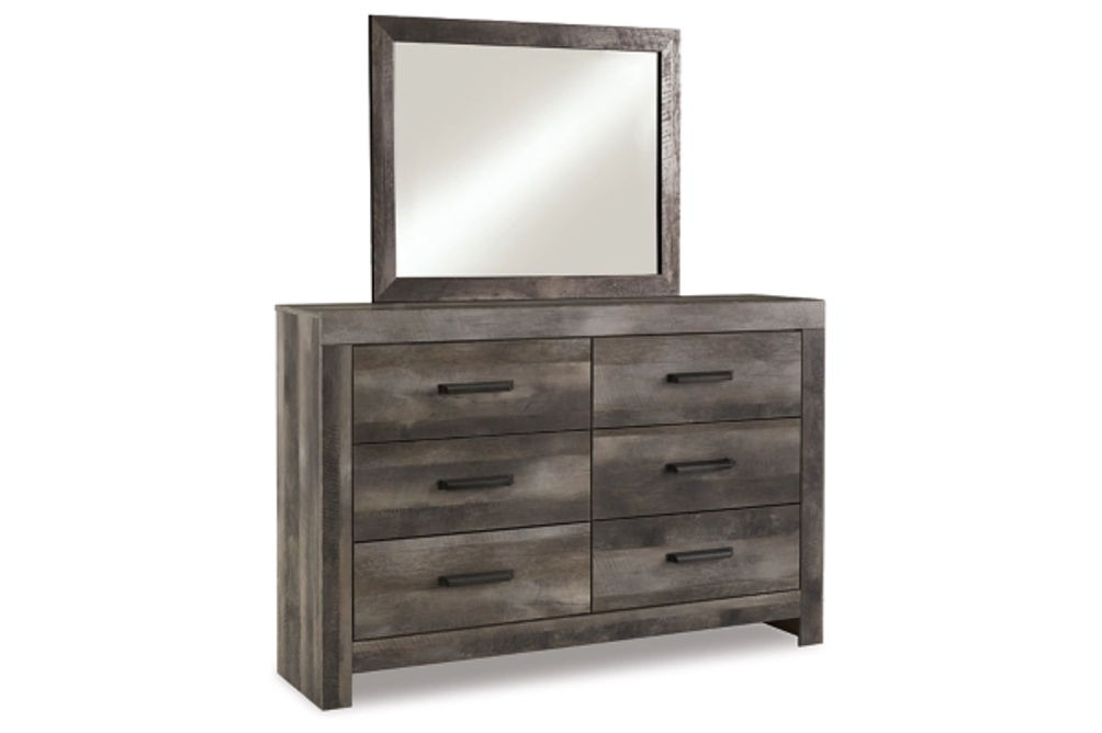 Wynnlow King Crossbuck Panel Bed, Dresser, Mirror and Nightstand-Gray