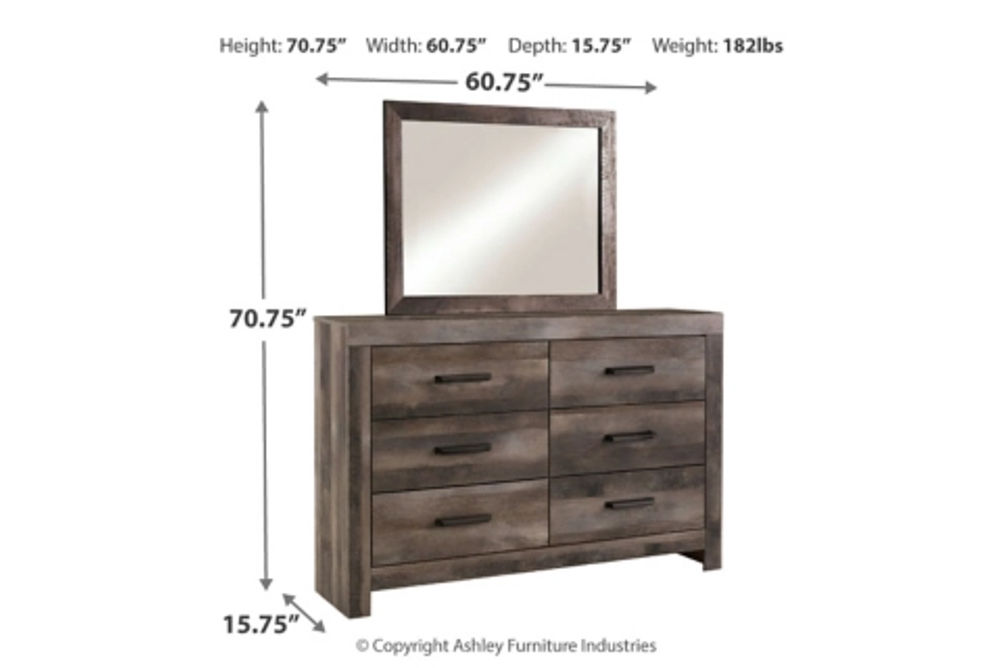 Wynnlow Queen Panel Bed, Dresser, Mirror and 2 Nightstands-Gray