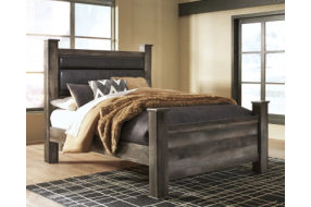 Signature Design by Ashley Wynnlow Queen Upholstered Poster Bed-Gray