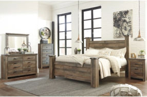 Signature Design by Ashley Trinell King Poster Bed-Brown