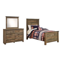 Trinell Twin Panel Bed with Mirrored Dresser