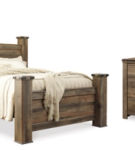 Trinell Queen Poster Bed, Dresser, Mirror and Nightstand-Brown