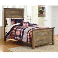 Signature Design by Ashley Trinell Twin Panel Bed with Mattress-Brown