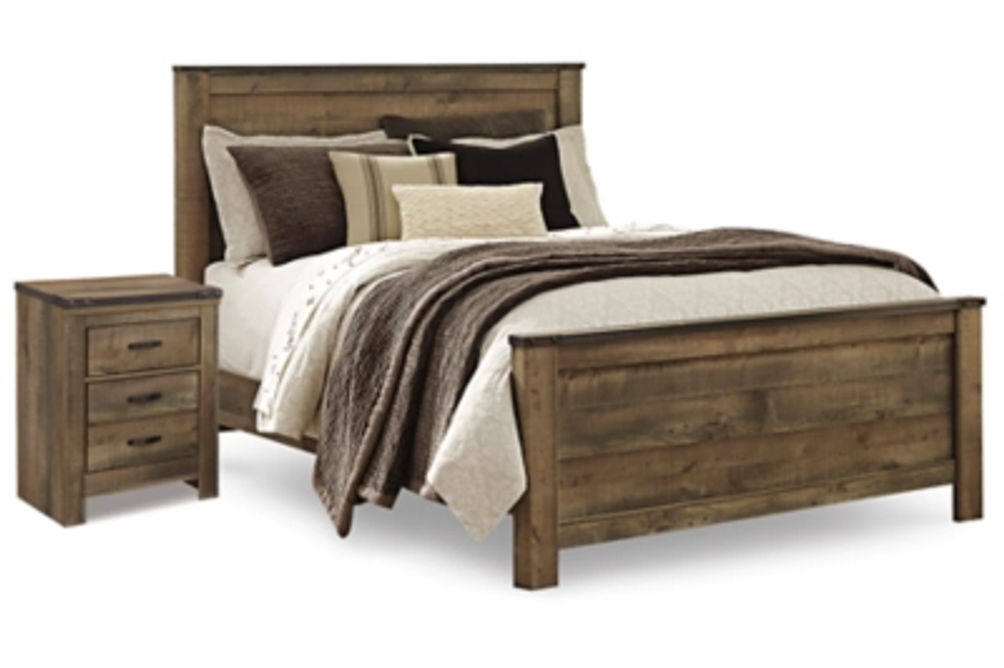 Signature Design by Ashley Trinell Queen Panel Bed and Nightstand-Brown