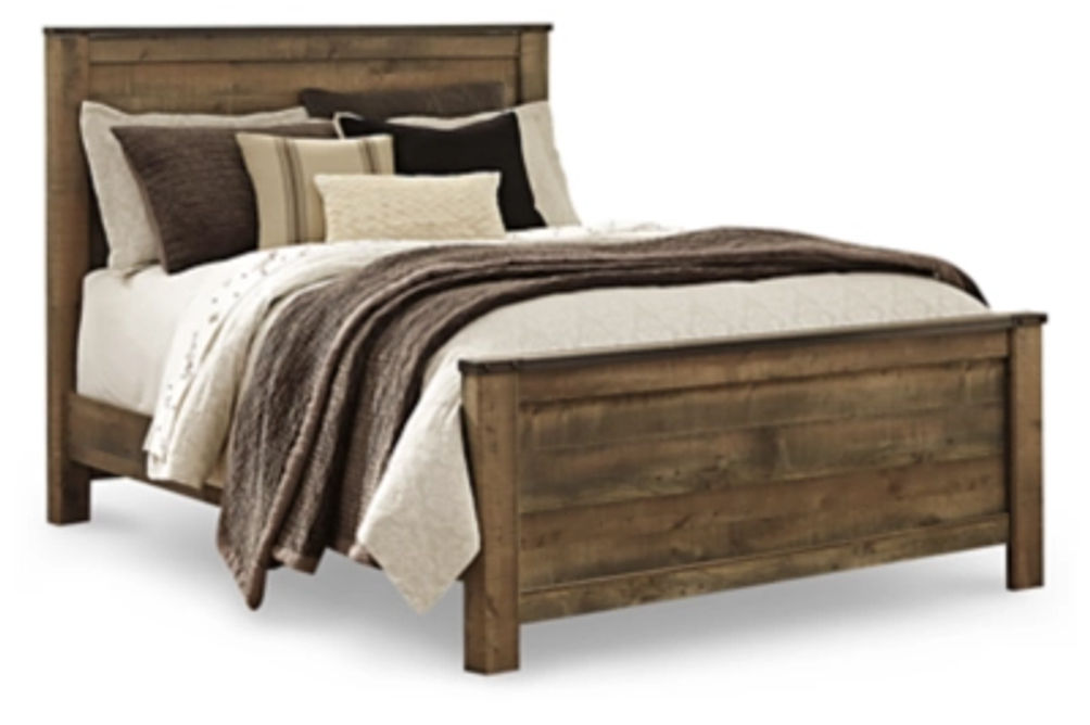 Signature Design by Ashley Trinell Queen Panel Bed and Nightstand-Brown