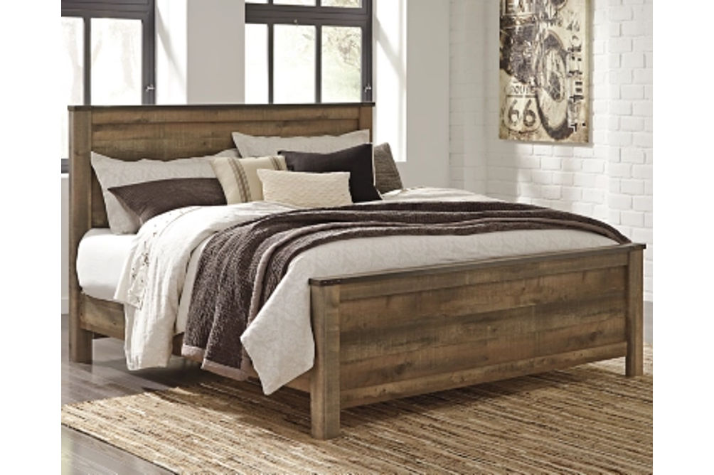Signature Design by Ashley Trinell King Panel Bed and Nightstand-Brown