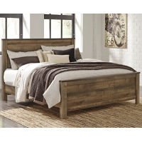 Signature Design by Ashley Trinell King Panel Bed and Nightstand-Brown