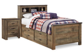 Signature Design by Ashley Trinell Twin Panel Bed with Storage and Nightstand