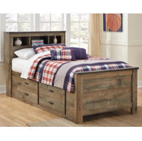 Signature Design by Ashley Trinell Twin Panel Bed with Storage and Nightstand