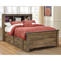 Signature Design by Ashley Trinell Full Bookcase Bed with 2 Sided Storage-Brow